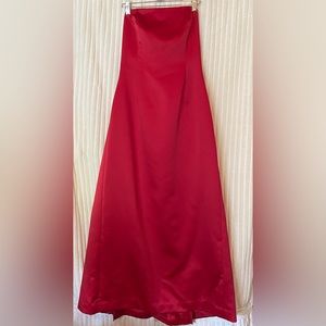 Talbots Satin Strapless Lined Red Gown